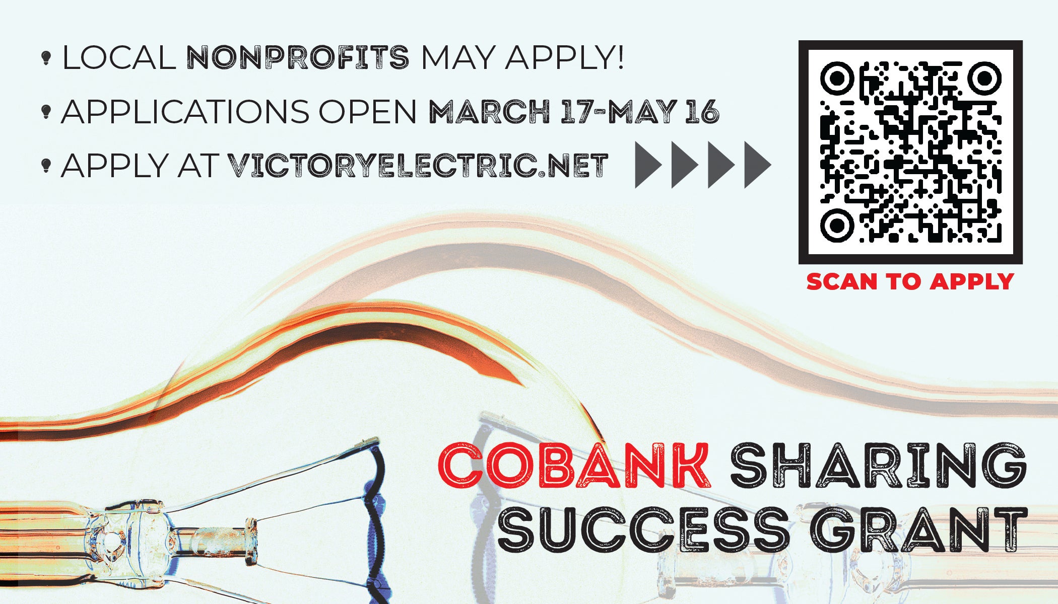 CoBank Sharing Success Grant information with a QR code to apply. 