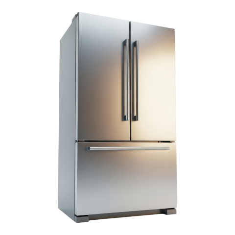 A stainless steel refrigerator
